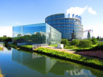 office building and river in France