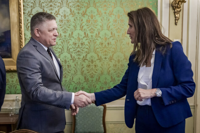 Slovak PM Robert Fico, MEP Sophie Wilkes (Renew/BE)