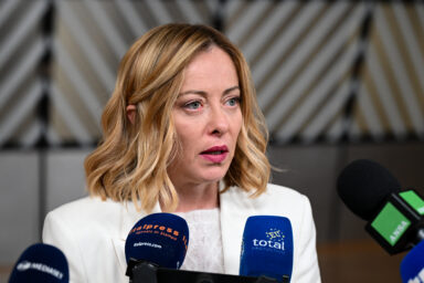 Italian prime minister, Giorgia Meloni, at the EU Council.