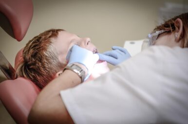 young gentleman crying his lungs out at the dentist's