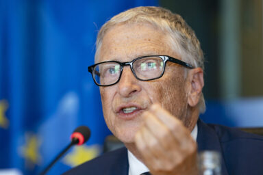 Bill Gates speaking in the European Parliament.
