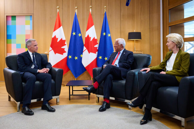 Mark Carney, António Costa and Ursula von der Leyen