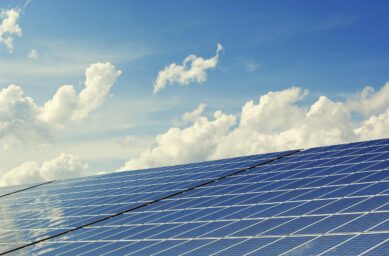 solar panels against the backdrop of sunny skies