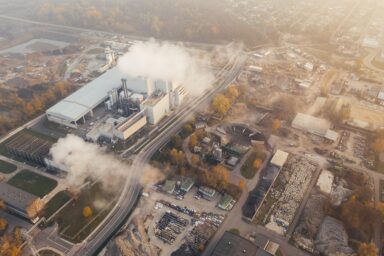 cloud of smie billowing from a factory