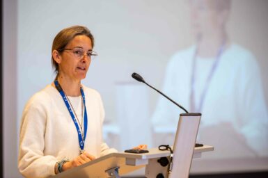 Carmen Laplaza Santos, Head of Unit for Health Innovation at the European Commission’s Directorate-General for Research and Innovation, speaking at a health conference.