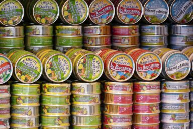 stockpile of canned food