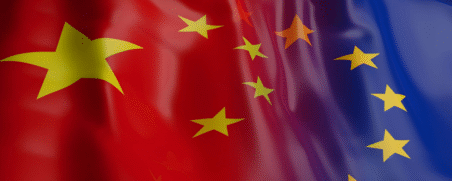 european and chinese flags