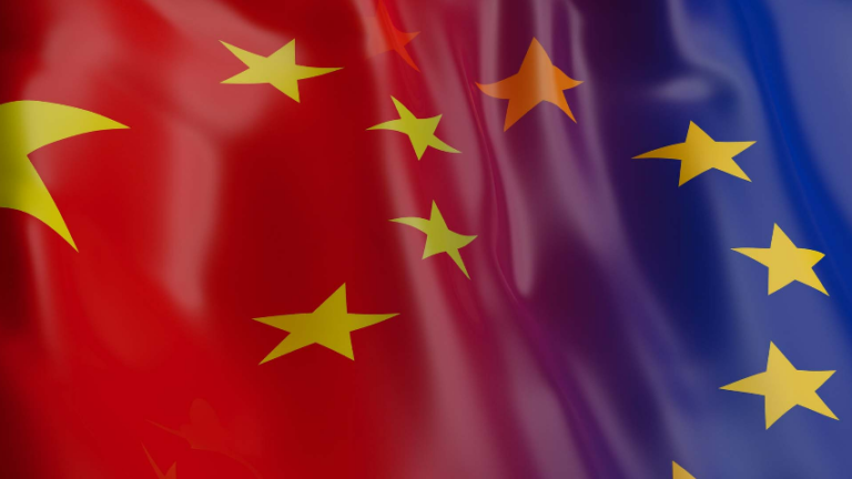 European and Chinese flags