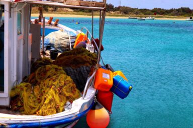 fishing boat with nets