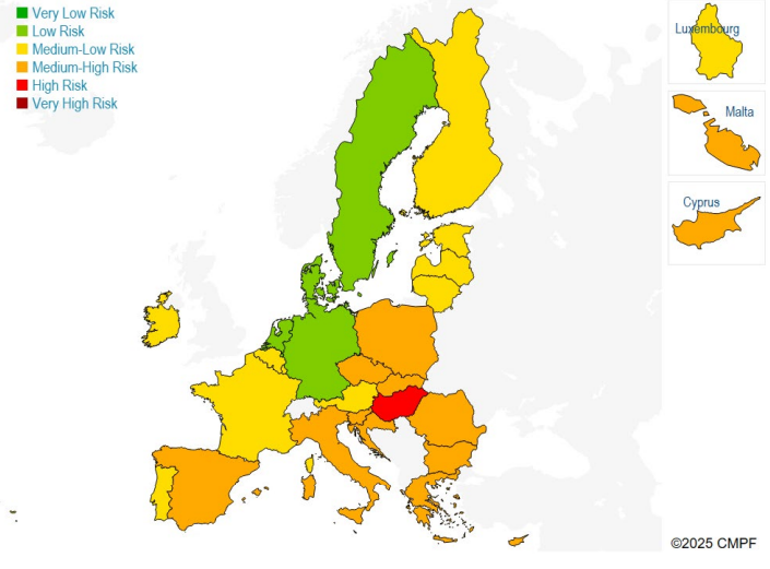 MPM2025 - General ranking - map of the countries by risk level 
