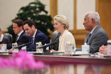 Council President António Costa and Commission President Ursula von der Leyen (from right to left) at EU-China summit