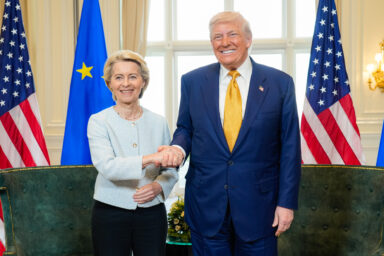 Handshake, smiles. And reality? Ursula von der Leyen meeting Donald Trump in Scotland