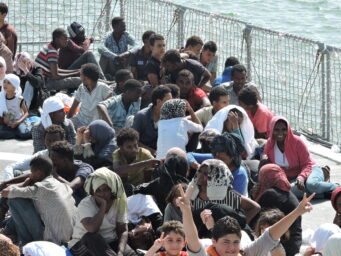 Migrants in the Mediterranean Sea sailing to Europe