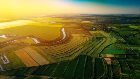 Farmland along the Nistru river in the east of Moldova