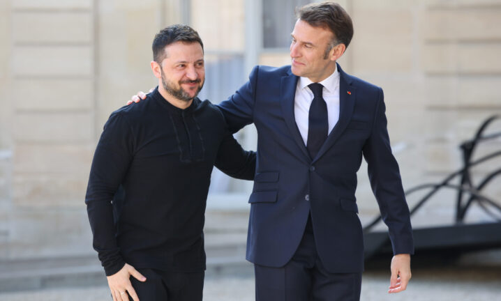 Presidents Zelensky of Ukraine , Macron of France