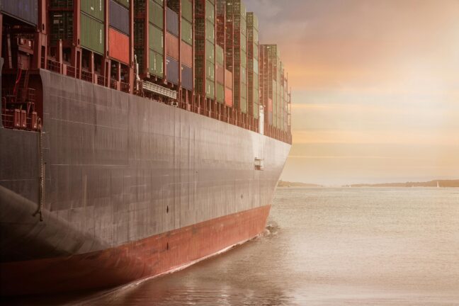 a tanket at sea with cloudy skies
