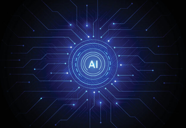 Artificial intelligence circle chipset on circuit board in futuristic concept technology artwork for web, banner, card, cover. Photo: Vecteezy