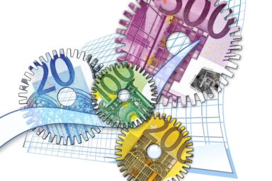 euro banknotes as steel wheels