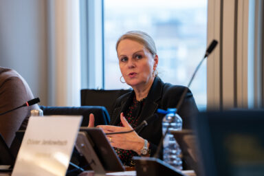 a lady talking at a conference