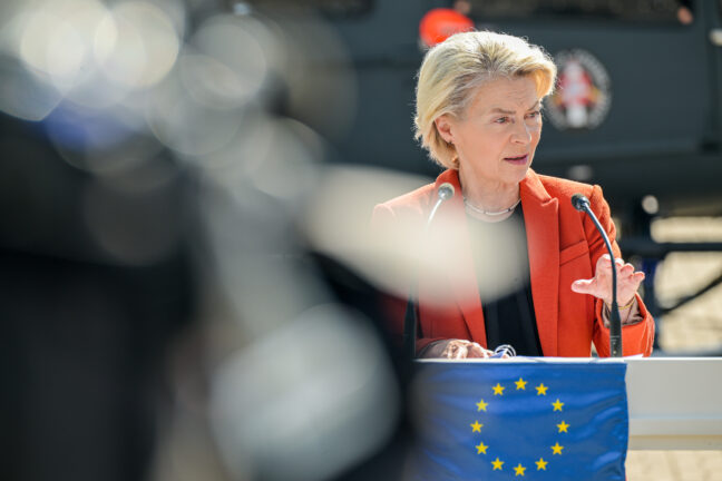 President Ursula von der Leyen at the official visit to the Lithuanian EU border.