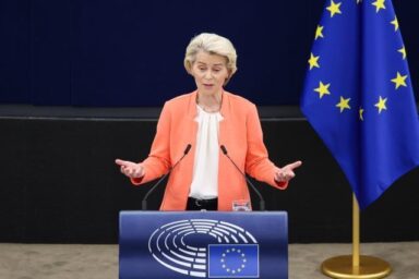 Commission President Ursula von der Leyen delivering her 2023 State of the European Union address Credit