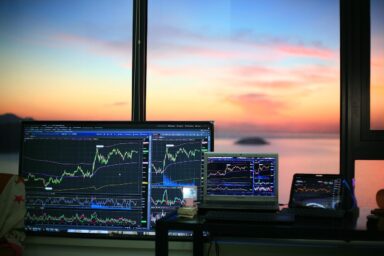 stock trading with sunset