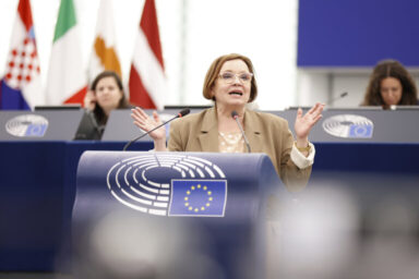 MEP Anna Zalewska (ECR/POL), rapporteur of the Waste Framework Directive, speaking in the European Parliament
