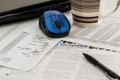 still life with tax form and pen