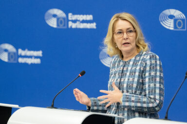 MEP MEP Christel Schaldemose (S&D/DEN) in the press conference on the Protection of minors online. Photo: EP