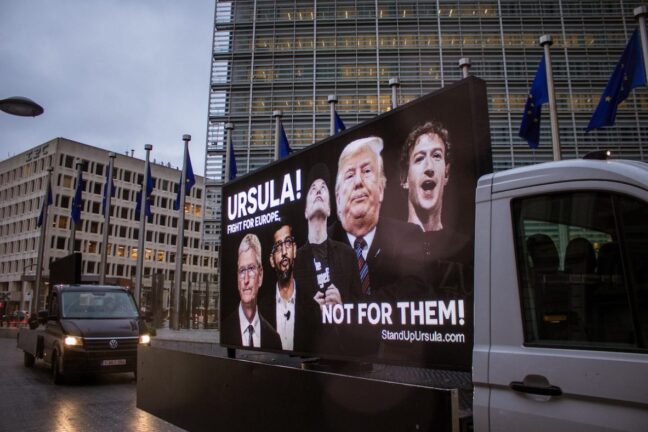 Campaign from People vs Big Tech, WeMove Europe, and EDRi, with mobile billboards