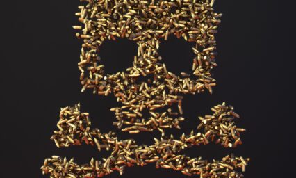 skull made out of bullets