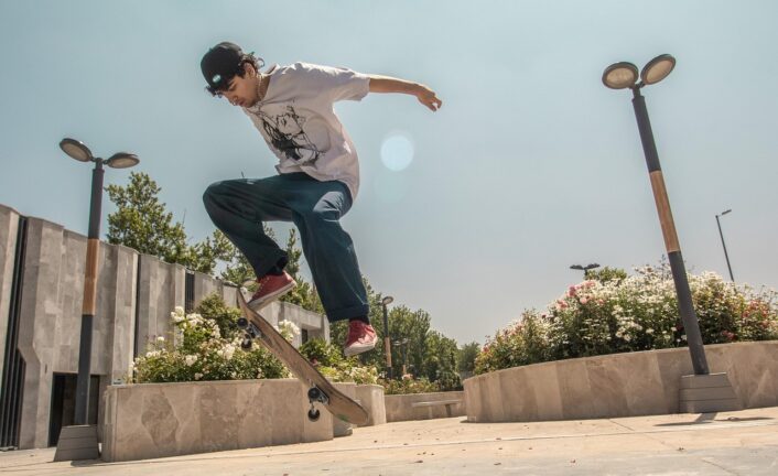 teenager on skateboard