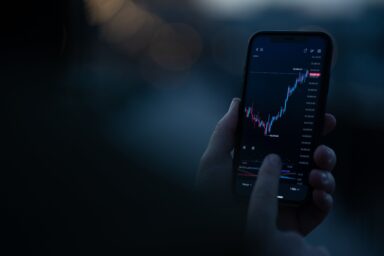 smartphone screen with market chart Eurogroup