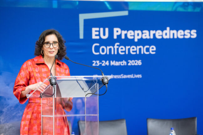 Hadja Lahbib speaking at the EU Preparedness Conference in Brussels