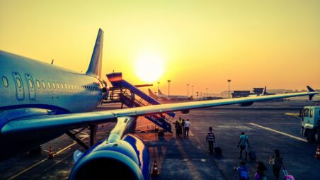 Passengers boarding an aircraft