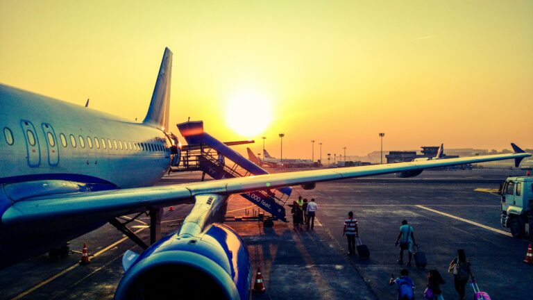 Passengers boarding an aircraft