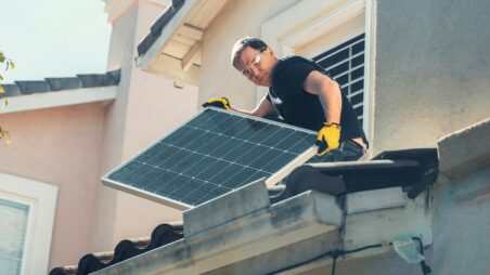 Rooftop installation of a solar panel