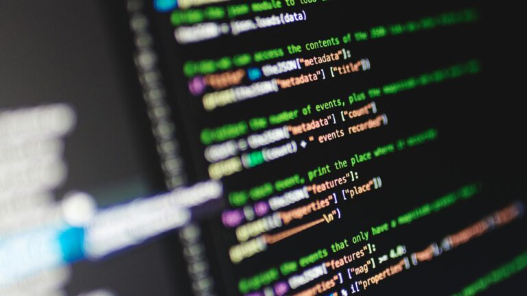 Programming code on a computer monitor