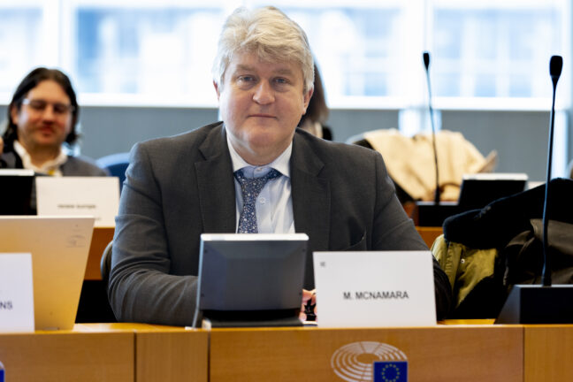 MEP Michael McNamara during a trilogue meeting on Digital Omnibus