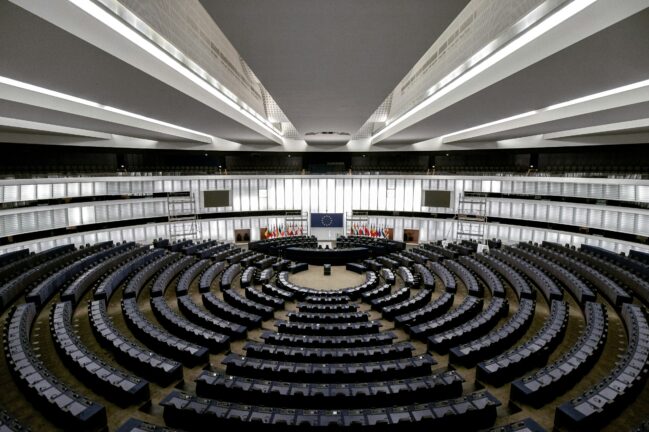 European Parliament plenary chamber in Strasbourg