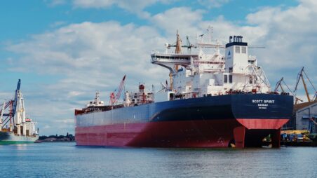 Oil tanker in a port