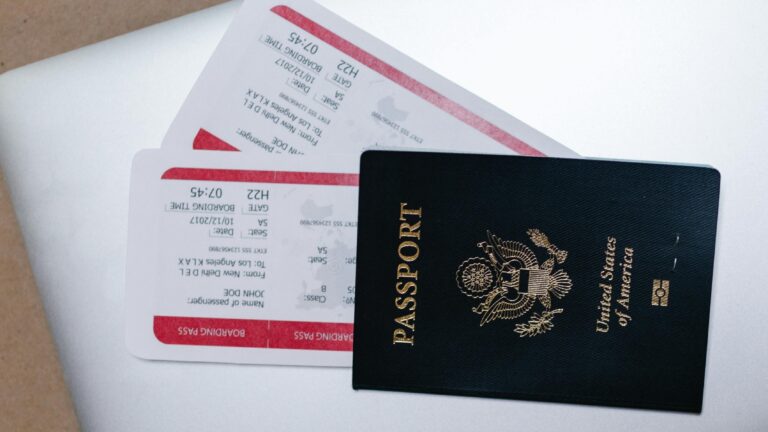 US passport with flight tickets