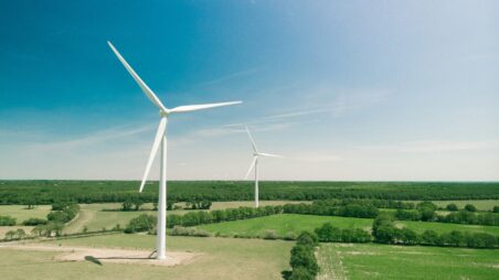 Wind turbines in a rural landscape
