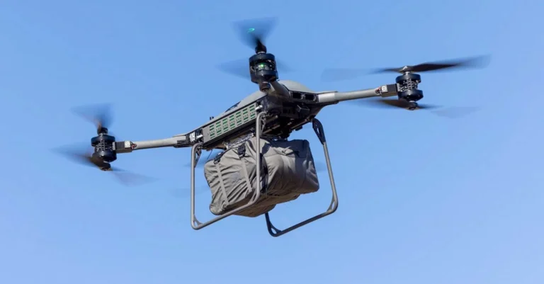 British-made TRV-150 cargo drone managed to deliver 38.5 kilograms of medical supplies, including real blood, under operational conditions. (Picture source: US DoD)