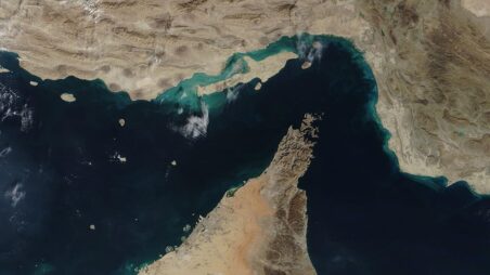Aerial view of the Strait of Hormuz