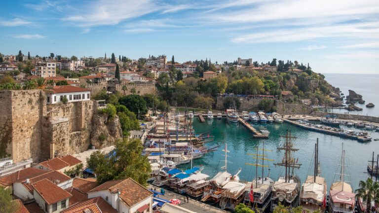 View of the harbour of the historic city of Antalya