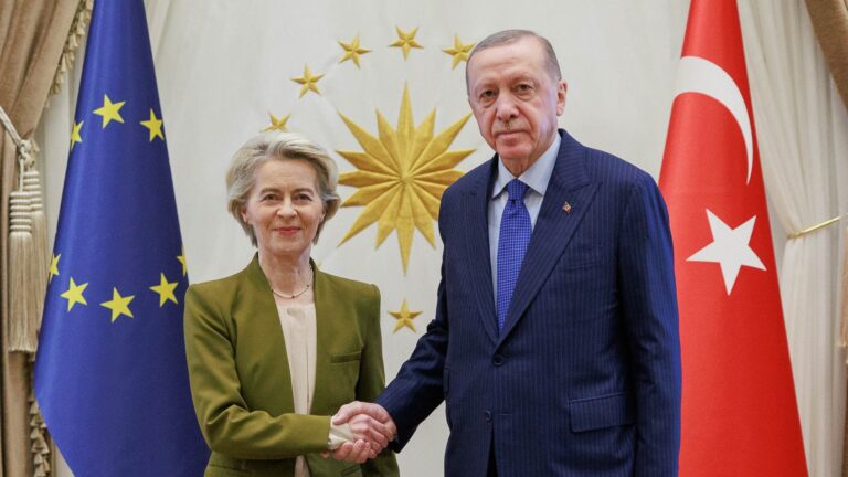 Ursula von der Leyen and Recep Tayyip Erdoğan