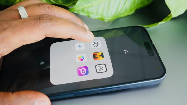 Smartphone screen with AI apps icons