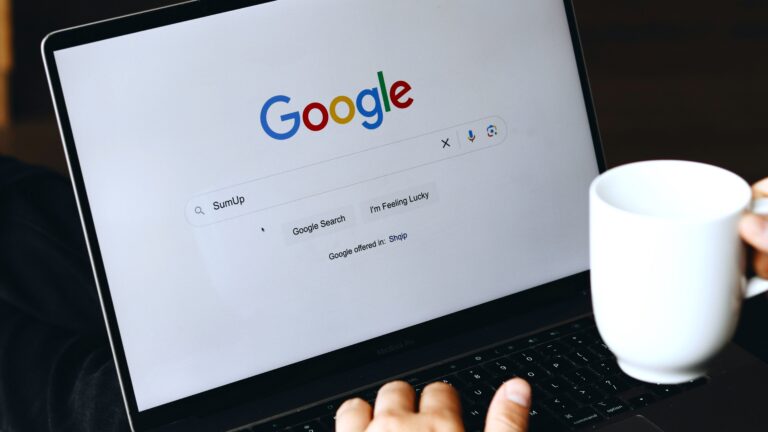 Google Search Engine on a laptop screen