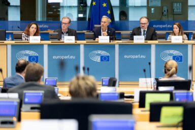 Energy Commissioner Dan Jørgensen addresses MEPs at a committee hearing in the European Parliament